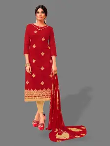 APNISHA Zari Embroidered Unstitched Dress Material