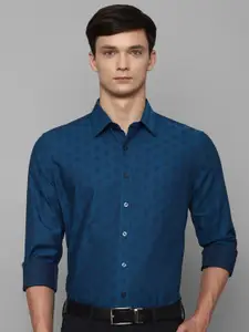 Louis Philippe Self Design Spread Collar Pure Cotton Slim Fit Formal Shirt