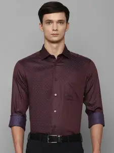 Louis Philippe Self Design Spread Collar Pure Cotton Slim Fit Formal Shirt