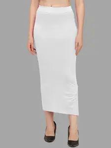 HERE&NOW Women White Cotton Saree Shapewear