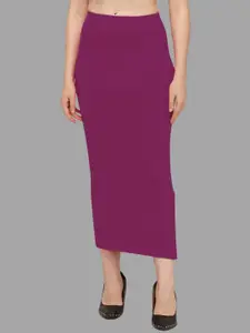 HERE&NOW Women Purple Cotton Saree Shapewear