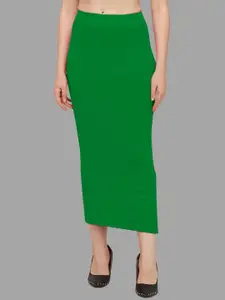 HERE&NOW Women Green Cotton Saree Shapewear