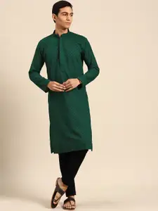 RAJUBHAI HARGOVINDAS Men Embroidered Chikankari Cotton Kurta