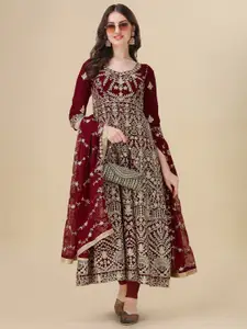 Fashion Basket Ethnic Motifs Embroidered Zari Semi-Stitched Dress Material