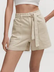 MANGO Women Paperbag Denim Shorts with Belt