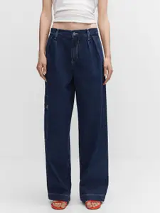 MANGO Women Wide Leg Pure Cotton Cargo Jeans