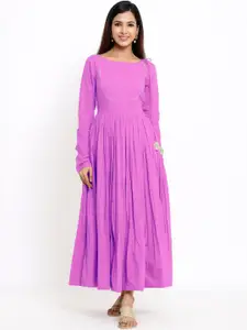 Indian Virasat Women Flared Cotton Ethnic Maxi Dress