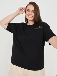 Styli Plus Size Floral Printed Pure Cotton Oversized Fit T-shirt