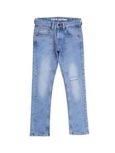 Pepe Jeans Boys Slim Fit Mildly Distressed Heavy Fade Stretchable Jeans
