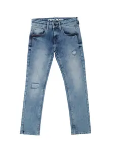 Pepe Jeans Boys Slim Fit Mildly Distressed Heavy Fade Stretchable Jeans