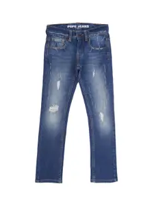 Pepe Jeans Boys Slim Fit Low Distress Heavy Fade Stretchable Jeans