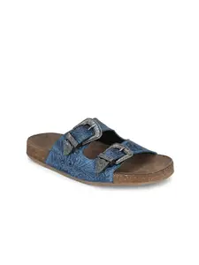 CARLO ROMANO Women Leather Open Toe Flats With Buckles