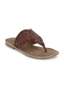 CARLO ROMANO Women Textured Leather Open Toe Flats