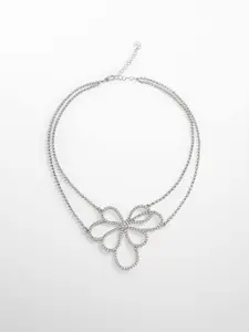 MANGO Floral Stone Studded Necklace
