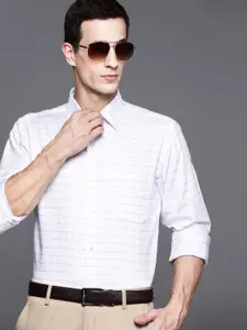 Raymond Pure Cotton Slim Fit Grid Tattersall Checked Formal Shirt