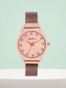 DressBerry Women Embellished Dial & Bracelet Style Straps Analogue Watch HOBDB-122-RG-RG