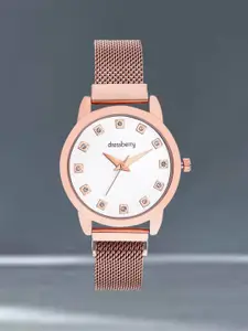 DressBerry Women Bracelet Style Straps Analogue Watch HOBDB-120-RG-WH
