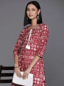 Varanga Geometric Printed Tie-Up Neck Kurta