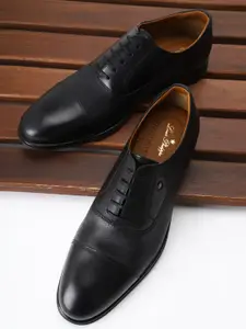 Louis Philippe Men Textured Leather Formal Oxfords