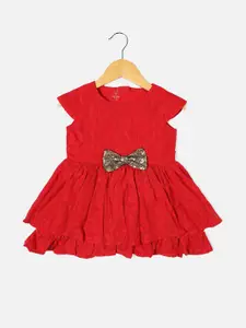 Allen Solly Junior Infant Girls Ruffled Fit & Flare Dress With Shorts And Headband