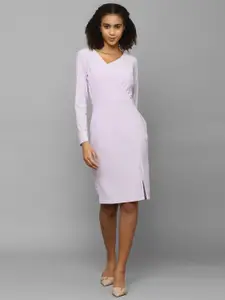 Allen Solly Woman Asymmetric Neck Front Slit Sheath Dress