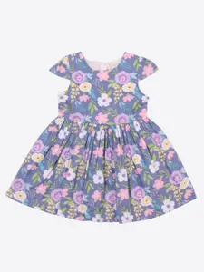 CUTECUMBER Girls Floral Printed Fit & Flare Cotton Dress