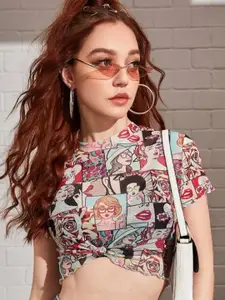 BAESD Floral Print High Neck Top