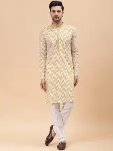 See Designs Geometric Printed Mandarin Collar Pure Cotton Kurta with Pyjamas