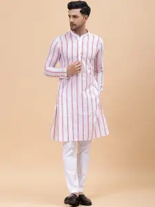 See Designs Embroidered Mandarin Collar Pure Cotton Kurta with Pyjamas