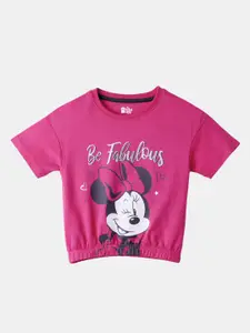 The Souled Store Girls Minnie Mouse Print Cotton Blouson Top