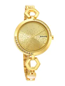 Sonata Women Utsav Ladies 2022 Embellished Dial Bracelet Style Straps Analogue Watch