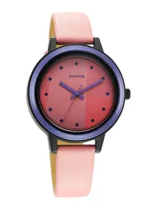 Sonata Women Splash 3.0 Embellished Dial & Leather Straps Analogue Watch 87036PL14W