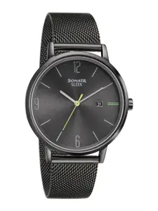 Sonata Sleek 3 Men Stainless Steel Straps Analogue Watch NR7131NM01