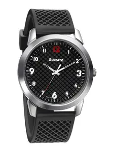 Sonata Essential Gents Men Textured Dial Analogue Watch NP77107SP02W