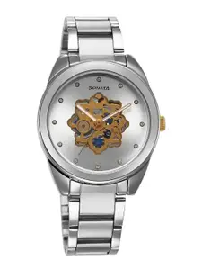 Sonata Women Skeleton Dial & Stainless Steel Bracelet Style Straps Analogue Watch 8182BM01