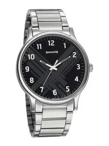 Sonata Men Dial & Stainless Steel Bracelet Style Straps Analogue Watch NR77105SM02W