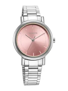 Sonata Women Brass Dial & Stainless Steel Bracelet Style Straps Analogue Watch 8174SM03
