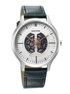 Sonata Men Unveil 2.0 Skeleton Dial & Leather Textured Straps Analogue Watch 7140SL06