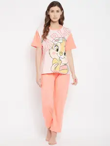 Camey Graphic Printed T-shirt With Pyjama & With Shorts Night Suit