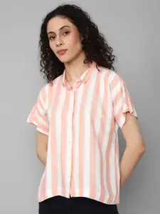 Allen Solly Woman Vertical Striped Extended Sleeves Casual Shirt