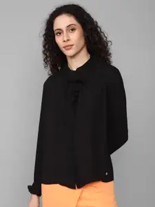 Allen Solly Woman Mandarin Collar Ruffles Shirt Style Top