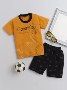 DKGF FASHION Boys Printed Pure Cotton T-shirt With Shorts