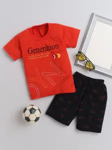 DKGF FASHION Boys Printed Pure Cotton T-shirt With Shorts