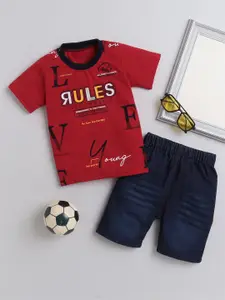 DKGF FASHION Boys Printed Pure Cotton T-shirt With Shorts