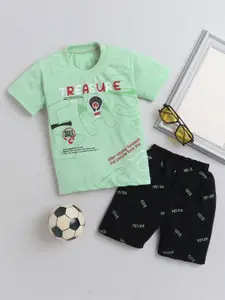 DKGF FASHION Boys Printed Pure Cotton T-shirt With Shorts