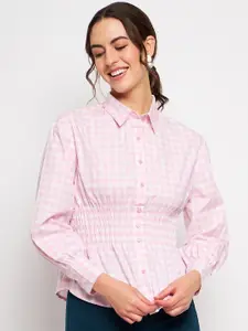 CAMLA Checked Cinched Waist Casual Top