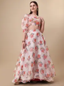 Vaidehi Fashion Floral Printed Ready to Wear Lehenga & Unstitched Blouse With Dupatta