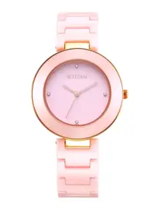 Titan Women Embellished Dial & Ceramic Bracelet Style Straps Analogue Watch 95189KC03