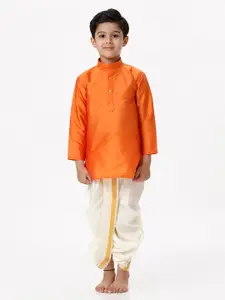 Ramraj Boys Mandarin Collar Straight Kurta With Panchakacham
