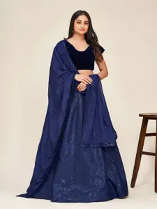 ODETTE Sequinned Embellished Semi-Stitched Lehenga & Unstitched Blouse With Dupatta